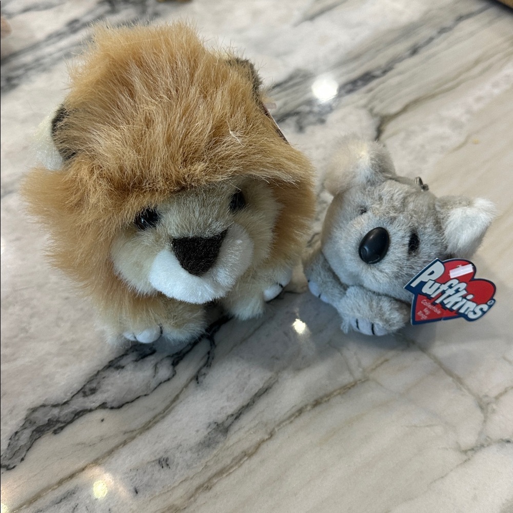Vintage Puffkins Lancaster lion & Aussie the Koala Bear key chain NWT